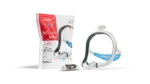 ResMed AirTouch N30i Nasal CPAP Mask (Fit Pack) shown with blue headgear and product packaging.