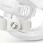 Close-up of a ResMed AirFit F30i Full Face CPAP Mask (Non-Magnetic) featuring a gray strap and clear plastic components.