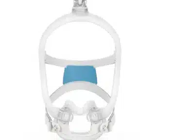 The ResMed AirFit F30i Full Face CPAP Mask (Non-Magnetic) features blue padding and adjustable head straps, displayed against a white background.