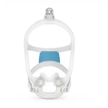The ResMed AirFit F30i Full Face CPAP Mask (Non-Magnetic) features blue padding and adjustable head straps, displayed against a white background.