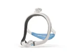 The ResMed AirTouch N30i Nasal CPAP Mask (Fit Pack) features blue and gray straps with a clear nose cushion, displayed on a white background.