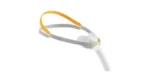 A Fisher & Paykel Solo Nasal CPAP Mask (Fit Pack) in white and gray with an orange head strap.