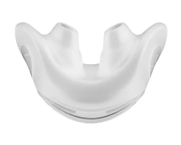 The Fisher & Paykel Solo Nasal CPAP Mask Seal (Copy) is a white mask cushion with two nasal inserts, viewed from the front, designed for a comfortable and effective CPAP mask seal.