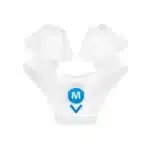 Clear silicone nasal cushion with two pillows, labeled with a blue "M" for medium. Compatible with the ResMed AirFit X30i Full Face CPAP Mask and designed for comfortable use.
