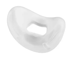 A white, oval silicone Fisher & Paykel Solo Nasal CPAP Mask Seal with a rectangular center hole, designed for the Solo mask, shown isolated on a white background.