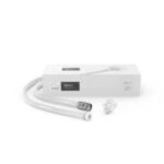 White CPAP hose and mask displayed next to a white ResMed AirSense 10 box, similar in style to the ResMed AirMini Travel APAP F30 Set Up Pack, all shown on a plain background.