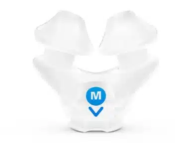 The ResMed AirFit X30i Full Face CPAP Mask Nasal Pillows Cushion is a clear silicone cushion labeled with a blue "M" for medium size, designed for use with compatible full face CPAP mask setups.