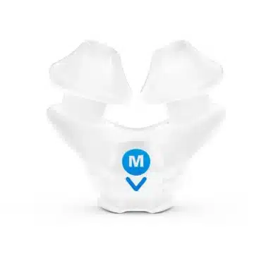 The ResMed AirFit X30i Full Face CPAP Mask Nasal Pillows Cushion is a clear silicone cushion labeled with a blue "M" for medium size, designed for use with compatible full face CPAP mask setups.