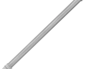 Flexible metal hose pipe with fittings on both ends, positioned diagonally on a white background—compatible with the Fisher & Paykel Evora Full Face CPAP Mask Tubing.