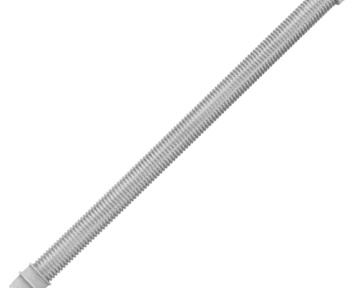 Flexible metal hose pipe with fittings on both ends, positioned diagonally on a white background—compatible with the Fisher & Paykel Evora Full Face CPAP Mask Tubing.