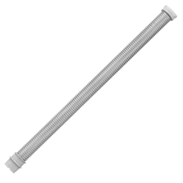 Flexible metal hose pipe with fittings on both ends, positioned diagonally on a white background—compatible with the Fisher & Paykel Evora Full Face CPAP Mask Tubing.