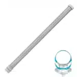 Flexible Fisher & Paykel Evora Full Face CPAP Mask Tubing with gray ends, shown next to the blue and white Evora Full Face Mask.