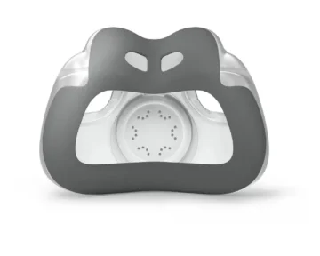 Gray and clear silicone ResMed AirFit F30i Comfort Full Face CPAP Mask Cushion replacement, shown front-facing on a white background.
