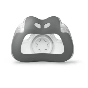 Gray and clear silicone ResMed AirFit F30i Comfort Full Face CPAP Mask Cushion replacement, shown front-facing on a white background.