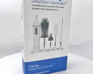 White box displaying five CSpring DeepClean Wand MK2 brushes, designed for cleaning CPAP water chambers.